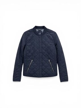 GAP Boys Navy Quilted Bomber Jacket Snap Front Lightweight L
